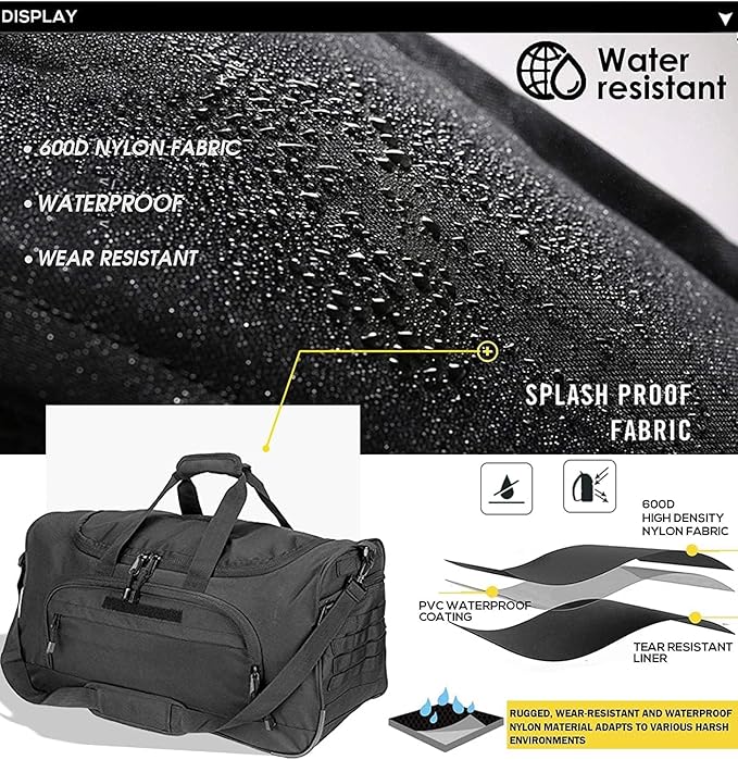 Gym Bag for Women & Men Tactical Duffle Military Weekender Work Out Lightweight Waterproof Sports