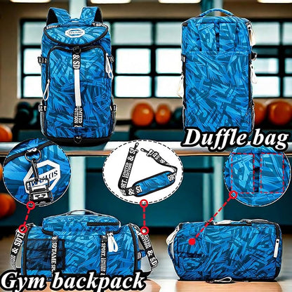 Gym Duffle Bag Backpack with Shoe Compartment,4 ways Travel Backpack for Women and