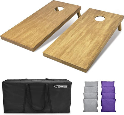 GoSports 4 ft x 2 ft Regulation Size Wooden Cornhole Boards Set - Includes Carrying Case - Full