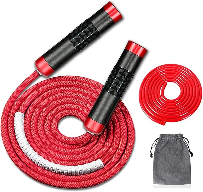 Redify Weighted Jump Rope for Workout Fitness(1LB), Tangle-Free Ball Bearing Rapid Speed Skipping