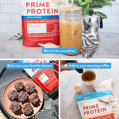 Equip Foods Prime Protein Powder | Clean, Grass Fed Beef Protein Powder | Carnivore Protein Isolate