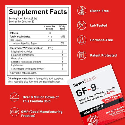 Novex Biotech GF-9 Rapid Dissolve Powder - Anti-Aging Supplements for Men, HGH Booster, Support