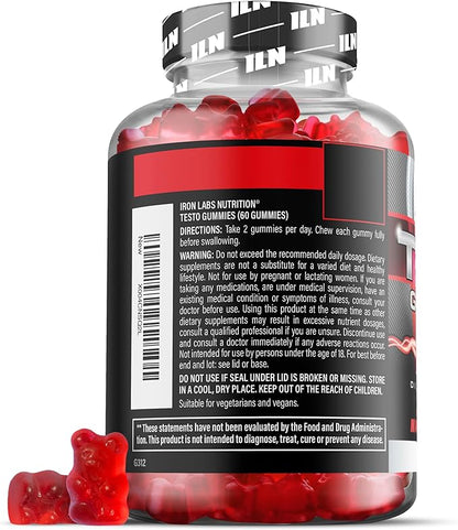Iron Labs Nutrition Testo Gummies for Men (60 Gummies) - High Strength Booster for Men - Mixed