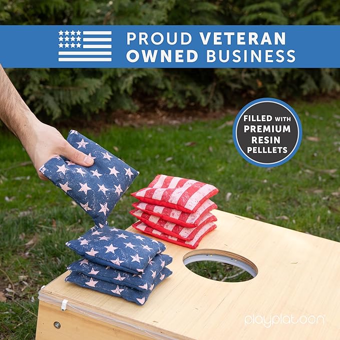Professional Cornhole Bags - Set of 8 Regulation All Weather Double Sided - Sticky Side/Slick Side