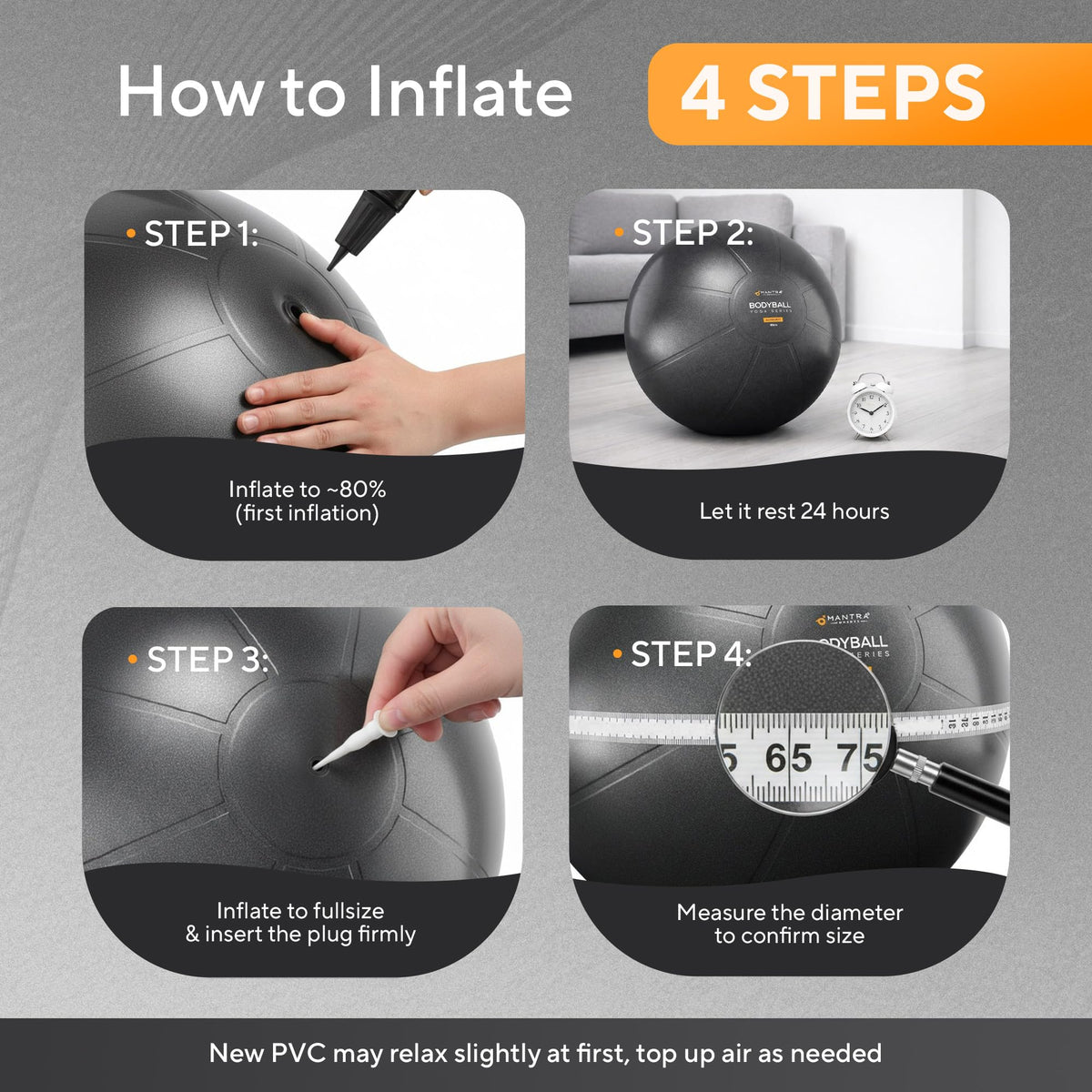 MANTRA SPORTS Yoga Ball Chair for Office Desk with Base - Ergonomic Balance & Stability Exercise