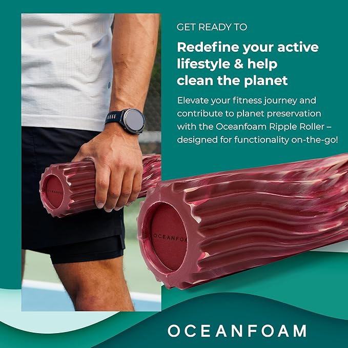 Oceanfoam Ripple Travel Foam Roller (11" x 3.35") Firm Mini Foam Roller for Physical Therapy, Deep