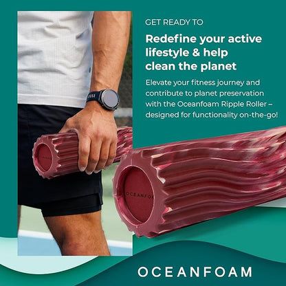 Oceanfoam Ripple Travel Foam Roller (11" x 3.35") Firm Mini Foam Roller for Physical Therapy, Deep