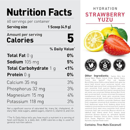 Kaged Hydration Electrolytes Powder | Strawberry Yuzu | Hydra-Charge Sports Drink Mix | Pre, Post