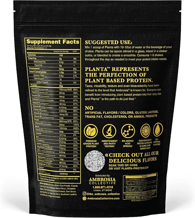 Ambrosia Planta - Premium Plant-Based Protein | Vegan & Keto Friendly | Gourmet Flavors with No