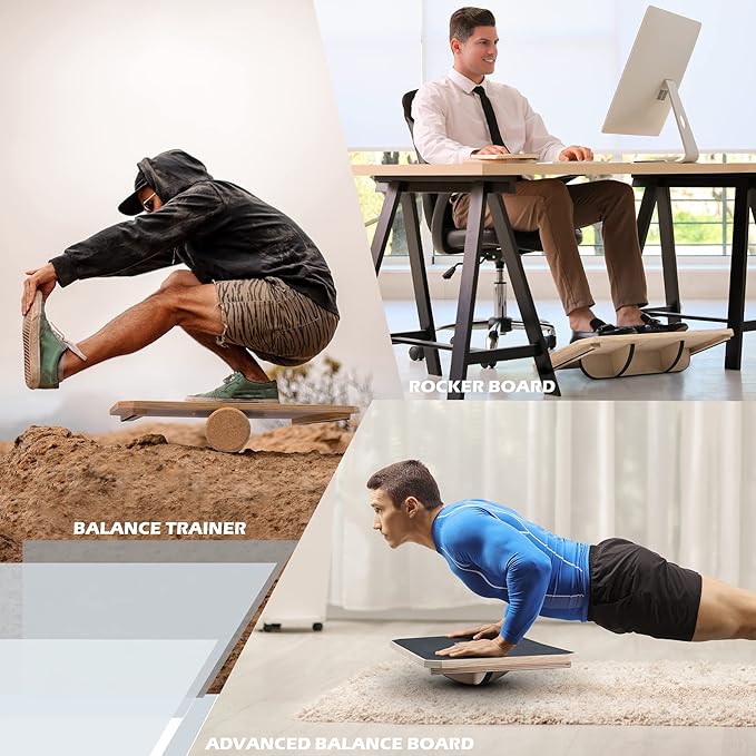 Multi-Optional Wooden Balance Board for all kind of balance tranning, Extra-Large Anti-Slip Wobble