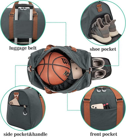 Kuston Sports Gym Bag with Shoe Compartment&Wet Pocket,Travel Duffel bag,Weekend Bag,Workout Bag