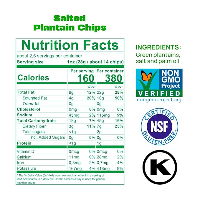 LULU Plantain Chips - Lightly Salted, 30 Individual Bags (2.5 Oz Each) - Crunchy, Delicious