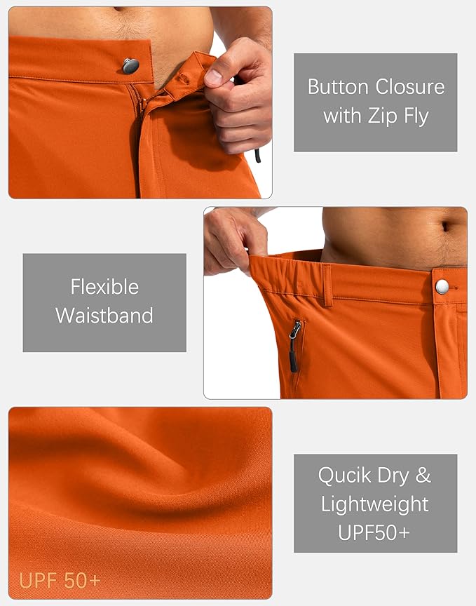 Pudolla Men's Hiking Cargo Shorts 9" Lightweight Outdoor Work Shorts for Men Travel Golf Camping