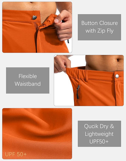 Pudolla Men's Hiking Cargo Shorts 9" Lightweight Outdoor Work Shorts for Men Travel Golf Camping
