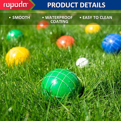 ropoda 107mm Bocce Ball Set Regulation Size and Weight with 8 Resin Bocce Balls, Resin Bocci Balls