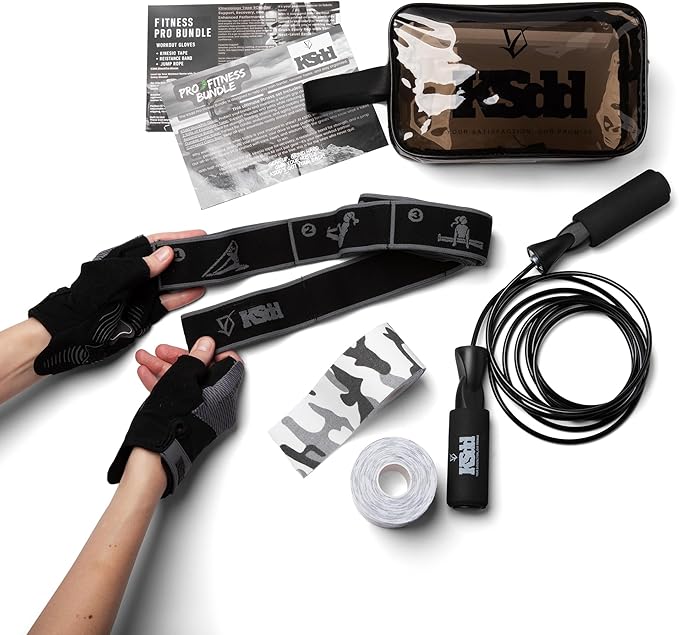 Home Suspension Training Kit & Workout Gloves – Fabric Resistance Band, Kinesiology Tape