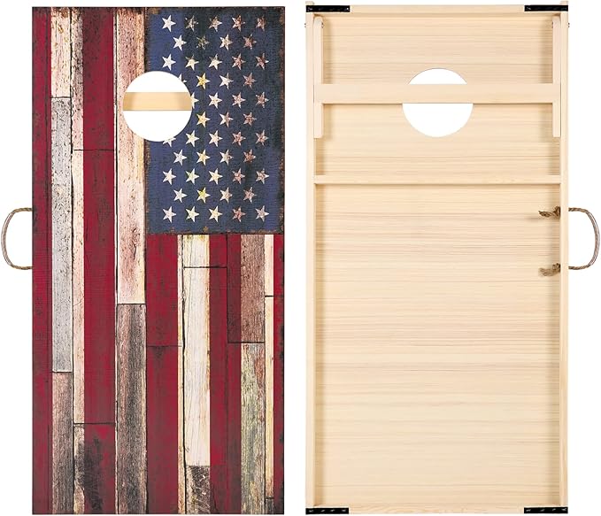 Solid Wood Vintage Cornhole Game Set, Two 4'x2'Cornhole Boards, 8 Cornhole Bags for Indoor and
