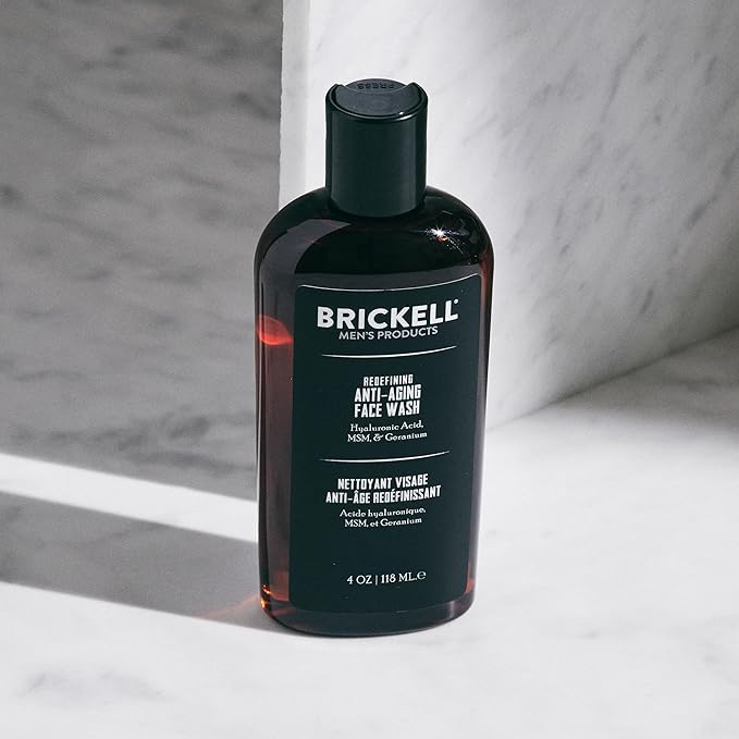 Brickell Men's Redefining Anti-Aging Face Wash For Men, Natural and Organic, Foaming Gel Face Wash