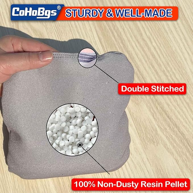 CoHoBgs Corn Hole Bags Set 8, Professional Cornhole Bags Dual-Sided Slick & Stick Resin Filled