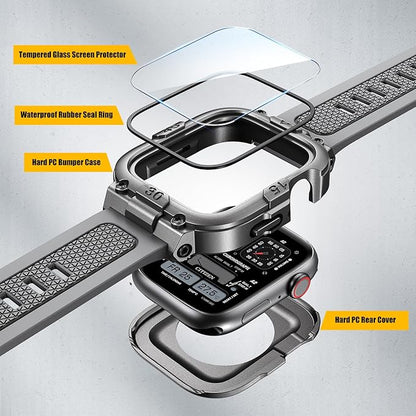 Dsytom Waterproof Case with Band Compatible for Apple Watch Band 46mm 45mm 44mm 42mm(S11/10) 41mm