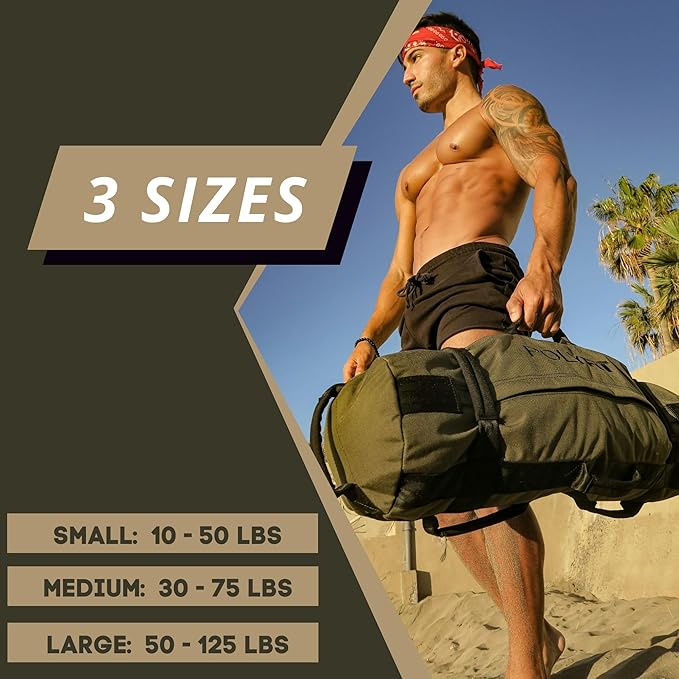 Polyfit Classic Sandbag - Heavy Duty Workout Sandbag for Fitness with 8 Gripping Handles for Sand