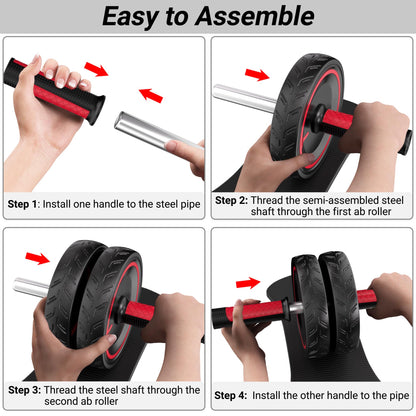 READAEER Ab Roller Wheel, Heavy Duty Workout Equipment for Home Gym, Professional Metal Handle with