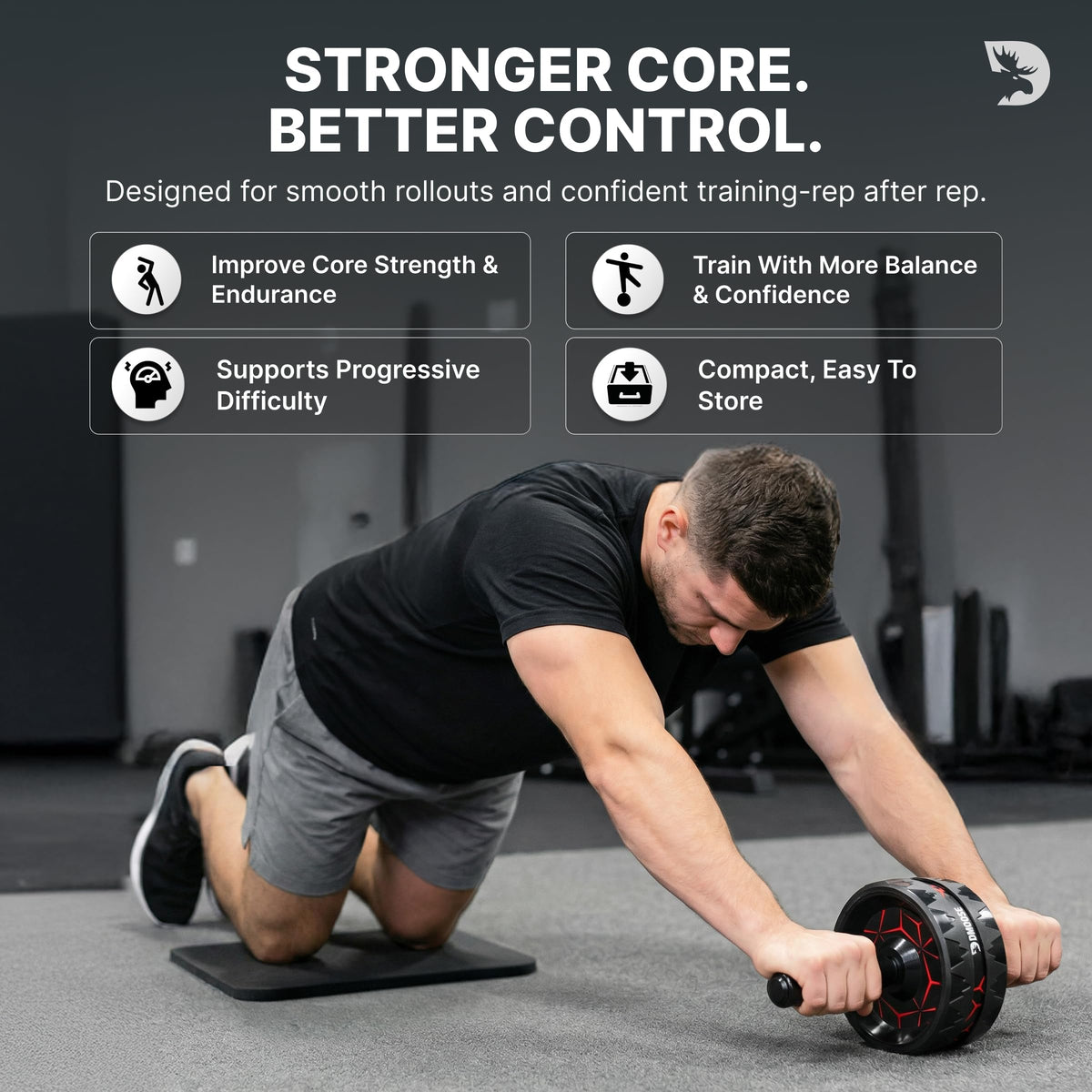 DMoose Fitness Ab Roller Wheel for Core Strength Training - 3.2 Inch Dual-Wheel Ab Wheel Roller