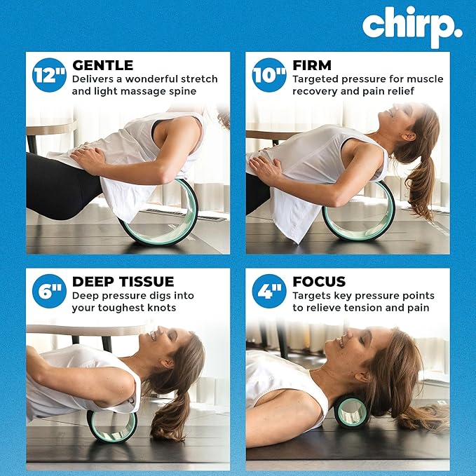 Chirp Wheel Foam Roller ??Targeted Back & Neck Relief, Lumbar Spine Stretcher, Spinal Decompression