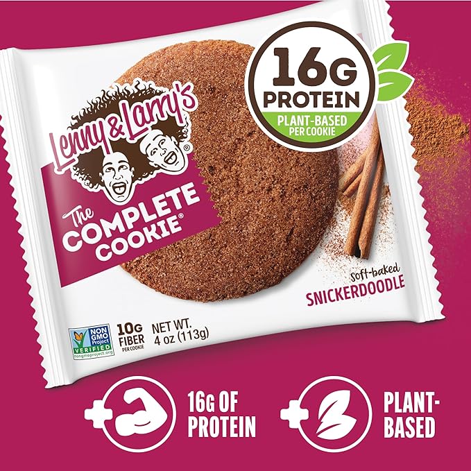 Lenny & Larry's The Complete Cookie, Snickerdoodle, Soft Baked, 16g Plant Protein, Vegan, Non-GMO