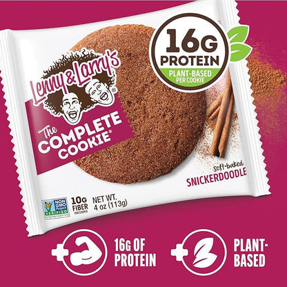 Lenny & Larry's The Complete Cookie, Snickerdoodle, Soft Baked, 16g Plant Protein, Vegan, Non-GMO