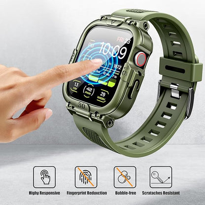 Dsytom Waterproof Case with Band Compatible for Apple Watch Band 45mm 44mm 41mm 40mm for Men