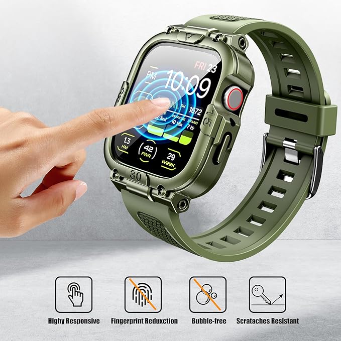 Dsytom Waterproof Case with Band Compatible for Apple Watch Band 46mm 45mm 44mm 42mm(S11/10) 41mm