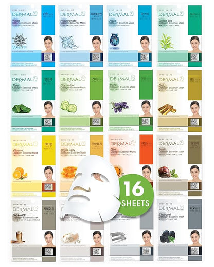 DERMAL Korean Collagen Face Mask ??Hydrating & Soothing Sheet Mask with Panthenol ??Hypoallergenic