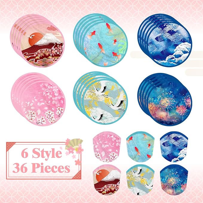 Mototo Foldable Flying Disc Fans, 36PCS Japanese Foldable Disc Fan 8 Inch Pop up Round Collapsible
