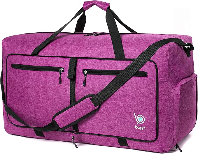 Bago Large Foldable Duffel Bags for Traveling Women & Men - 80L Packable Duffle Bag for Travel with
