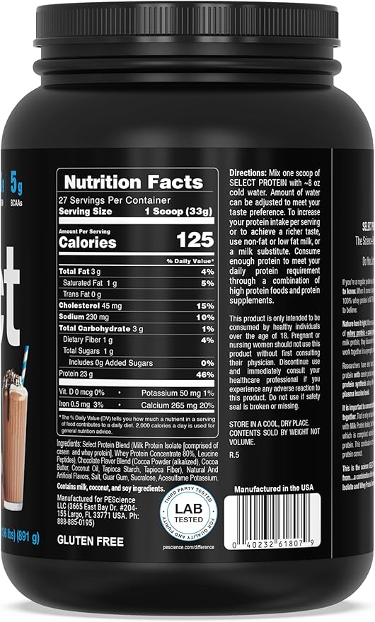 PEScience Select Protein Powder, Whey and Casein Blend, Clean Protein Powder for Women and Men, Low