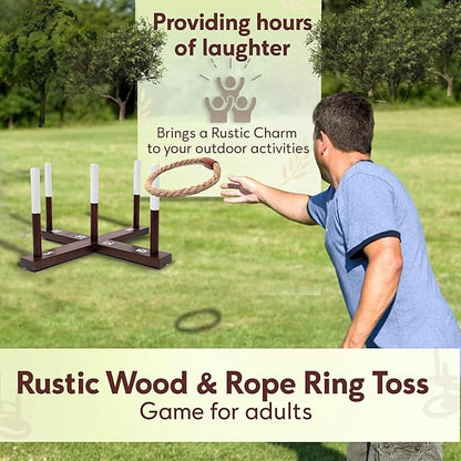 Outdoor Ring Toss Game for Adults - Perfect Lawn and Backyard Game for Adults and Family - Outdoor