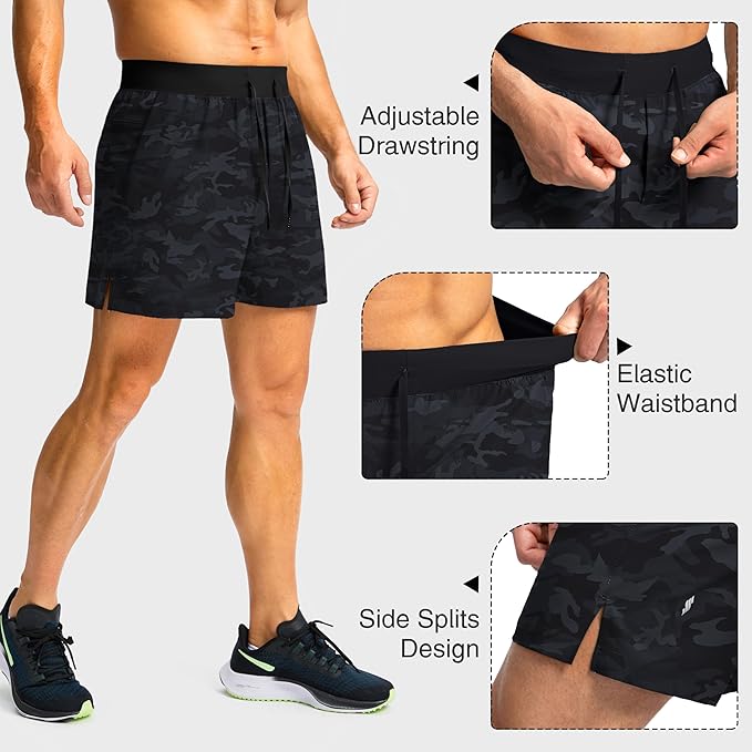 Men's Running Shorts with Zipper Pockets 9 Inch/ 7 Inch / 5 Inch Lightweight Quick Dry Gym Workout