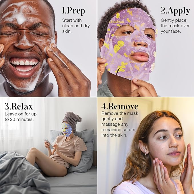 LivaClean 12 CT Face Masks Skincare - Collagen Sheet Mask - Hydrating Face Masks Bulk with