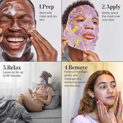 LivaClean 12 CT Face Masks Skincare - Collagen Sheet Mask - Hydrating Face Masks Bulk with