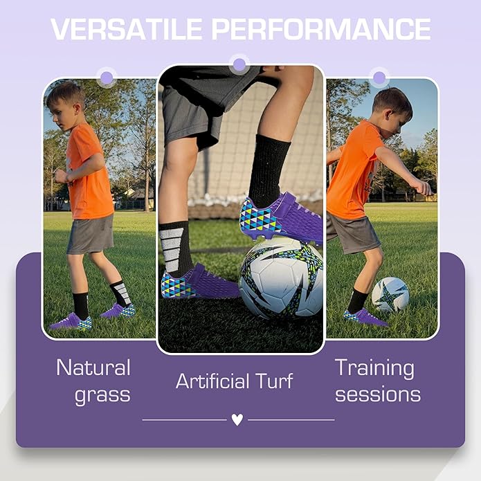 Soccer Cleats for Kids & Youth | Lightweight Football Shoes for Firm Ground | Durable Girls & Boys
