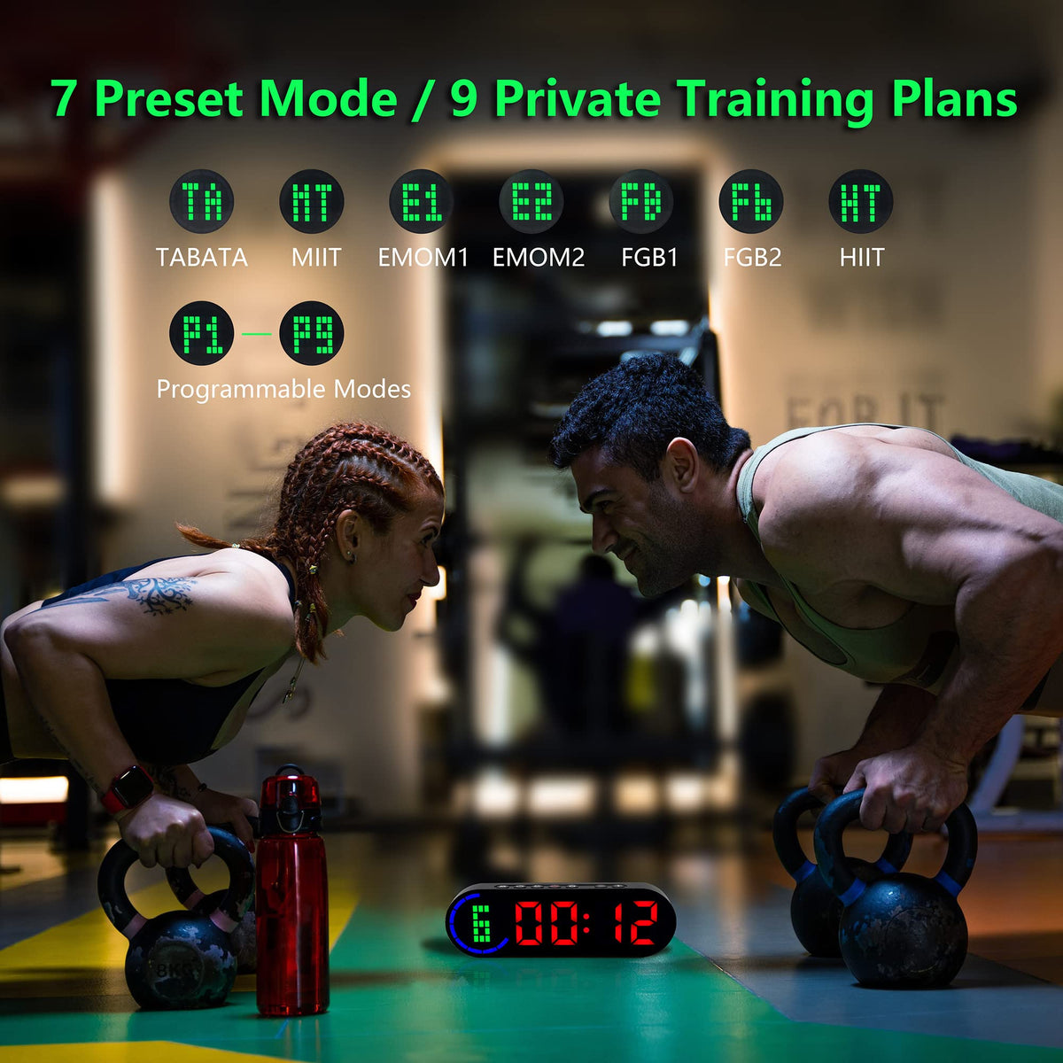 LUCORB Portable Gym Timer for Home Gym Interval Timer for Workout with Time Progress Bar/Rounds