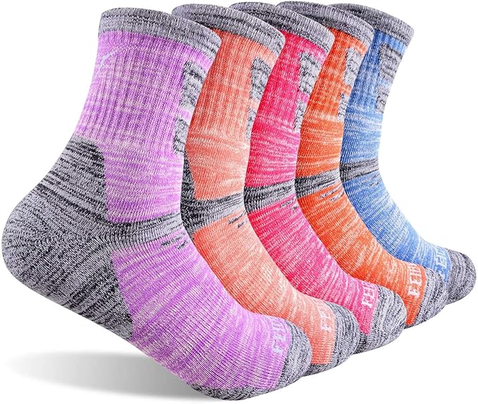 FEIDEER Hiking Walking Socks For Women, Multi-pack Outdoor Recreation Socks Moisture Wicking Crew