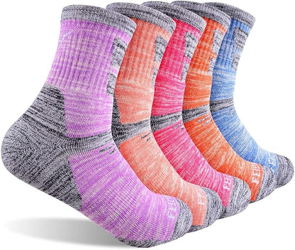FEIDEER Hiking Walking Socks For Women, Multi-pack Outdoor Recreation Socks Moisture Wicking Crew