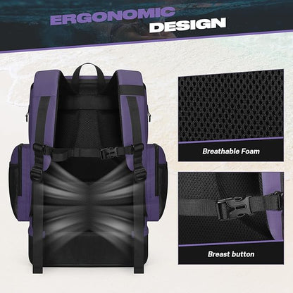 Maelstrom Swim Backpack,35L Swimming bag with Separate Shoes Compartment,Swim Gear Bag,Athlete Gym