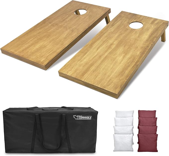 GoSports 4 ft x 2 ft Regulation Size Wooden Cornhole Boards Set - Includes Carrying Case - Full