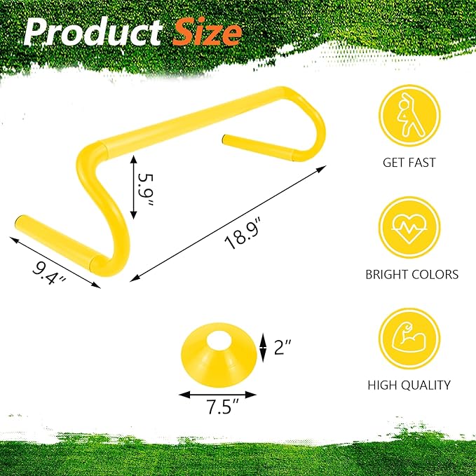 10 Pcs 6" Speed Agility Training Hurdles with 6 Marker Cone Durable Detachable Training Equipments