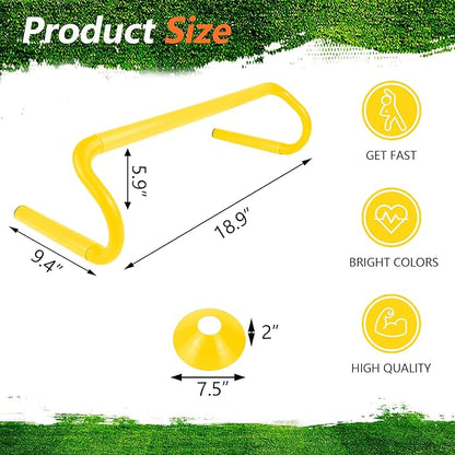 10 Pcs 6" Speed Agility Training Hurdles with 6 Marker Cone Durable Detachable Training Equipments