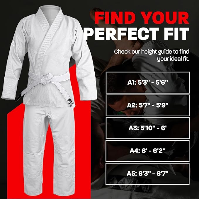 Hawk Sports Brazilian Jiu Jitsu Gi for Men and Women with Jacket, Pants, and White Belt for Martial