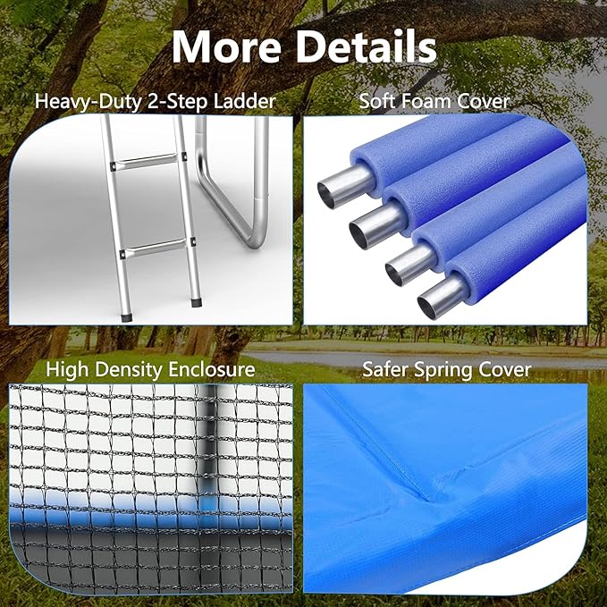 AOTOB 8FT 10FT 12FT 14 FT 15FT Trampoline with Safety Enclosure Net，Outdoor Trampoline with